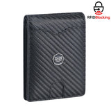Royal Bagger Men's Genuine Leather Wallet RFID Card Holder Carbon Fiber Wallet Large Capacity Two Fold Wallet 3240