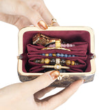 Royal Bagger Elegant Retro RFID Kiss-Lock Coin Purse for Women, Signature Coated Canvas & Vegetable-Tanned Cowhide Leather, Vintage Metal Frame Small Wallet with Card Organizer 3271