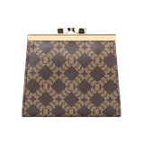 Royal Bagger Women’s RFID Credit Card Holder Wallet – Vintage Coin Purse with Signature Coated Canvas & Vegetable-Tanned Cowhide Leather, Kiss Lock Short Wallet 5242