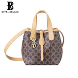 Royal Bagger Retro Signature Canvas & Leather Bucket Bag, Convertible Tote & Basket Handbag for Women 5262