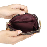 Royal Bagger Women's RFID Coin Purse – Signature Coated Canvas & Vegetable-Tanned Cowhide Leather, Multi-Zipper Clutch Wallet with Keychain & Wristlet 2903