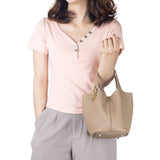 Royal Bagger Vintage Genuine Leather Basket Bag Stylish Versatile Handheld Bucket Bag for Women's Commuting 3260