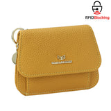 Royal Bagger Multi-card Slots Short Wallet Genuine Leather Credit Card Holder RFID Blocking Coin Purse with Keychain 2443