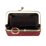 Royal Bagger Kiss Lock RFID Card Holder & Coin Purse for Women – Genuine Cow Leather Mini Wallet with Key Chain, Small Fashion Storage Bag 4243