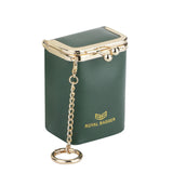 Royal Bagger Mini Chain Cosmetics Case for Women, Genuine Cow Leather Retro Kiss Lock Purse, Small Lipstick Makeup Bag with Mirror 3241