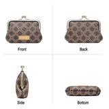 Royal Bagger Retro Kiss Lock RFID Card Holder & Coin Purse for Women, Signature Coated Canvas & Vegetable-Tanned Leather Mini Keychain Wallet, Compact Storage Bag 5243