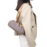 Royal Bagger Coated Canvas & Vegetable-Tanned Leather Shoulder Bag for Women – Retro Cylinder Purse, Adjustable Strap 5249