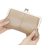 Royal Bagger RFID Genuine Leather Wallet for Women, Kiss Lock Clutch with Multi-Card Slots, Vintage Card Holder Purse 2468