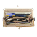 Royal Bagger RFID Blocking Genuine Leather Clutch Purse for Women, Elegant Evening Wallet with Kiss Lock, Phone Holder 2868