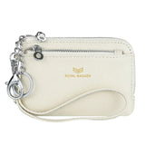 Royal Bagger RFID Coin Purse with Keychain, Genuine Leather Multi Zipper Clutch Wallet, Portable Wristlet Card Holder 1903-1
