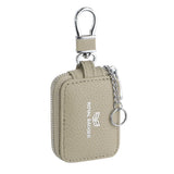 Royal Bagger Mini Portable Zipper Earphone Bags Genuine Leather Small Key Wallet with Keychain Fashion Simple Headphone Bag 2901