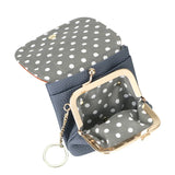 Royal Bagger Color Block Mini Coin Purse, RFID Simple Credit Card Holder with Kiss Lock, Genuine Leather Casual Storage Bag 1922