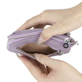 Royal Bagger RFID Coin Purse with Keychain, Genuine Leather Multi Zipper Clutch Wallet, Portable Wristlet Card Holder 1903-1