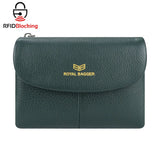 Royal Bagger RFID Blocking Women's Short Wallet Genuine Leather Multi-card Slots Card Holder Trifold Purse Magnetic Opening 2063