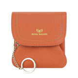 Royal Bagger Kiss Lock Coin Purse for Women RFID Simple Card Holder with Removable Keychain Genuine Leather Storage Bag 2622
