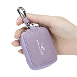 Royal Bagger Mini Portable Zipper Earphone Bags Genuine Leather Small Key Wallet with Keychain Fashion Simple Headphone Bag 2901