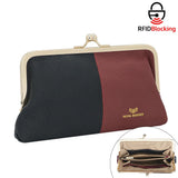 Royal Bagger RFID Blocking Genuine Leather Clutch Purse for Women, Elegant Evening Wallet with Kiss Lock, Phone Holder 2868