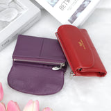 Royal Bagger RFID Blocking Women's Short Wallet Genuine Leather Multi-card Slots Card Holder Trifold Purse Magnetic Opening 2063