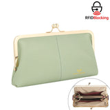 Royal Bagger RFID Kiss Lock Wallet, Genuine Leather Clutch Purse for Women with Solid Color Lining & Multi-Card Slots 3468