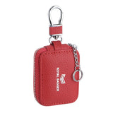 Royal Bagger Mini Portable Zipper Earphone Bags Genuine Leather Small Key Wallet with Keychain Fashion Simple Headphone Bag 2901