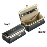 Royal Bagger Genuine Leather Jewelry Box, Mini Organizer for Rings, Necklaces & Earrings, Women's Kiss Lock Coin Purse 3125