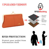 Royal Bagger RFID Kiss Lock Wallet, Genuine Leather Clutch Purse for Women with Solid Color Lining & Multi-Card Slots 3468
