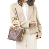 Royal Bagger Signature Coated Canvas & Vegetable-Tanned Cowhide Leather Bucket Bag, Casual Handbag for Women, Tote Bags 4260