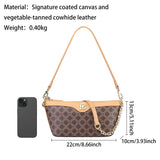 Royal Bagger Chain Shoulder Bag for Women, Signature Coated Canvas & Vegetable-Tanned Cowhide Leather Underarm Purse, Fashion Retro Handbag 5263
