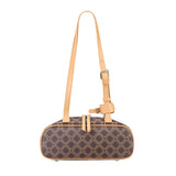 Royal Bagger Coated Canvas & Vegetable-Tanned Leather Shoulder Bag for Women – Retro Cylinder Purse, Adjustable Strap 5249