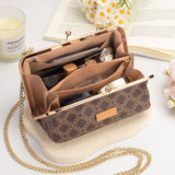 Royal Bagger Women's Chain Handbag, Kiss-Lock Clasp Box Bag & Wallet, Signature Coated Canvas & Vegetable-Tanned Leather 5271