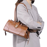 Royal Bagger Genuine Cow Leather Women's Shoulder Bag, Retro Underarm Tote Purse with Large Capacity, Top Handle Handbag 3265