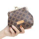 Royal Bagger Elegant Retro RFID Kiss-Lock Coin Purse for Women, Signature Coated Canvas & Vegetable-Tanned Cowhide Leather, Vintage Metal Frame Small Wallet with Card Organizer 3271