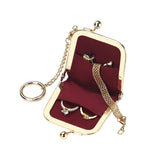 Royal Bagger Mini Retro Jewelry Box for Women, Slim Kiss Lock Purse with Removable Chain, Signature Coated Canvas & Vegetable-Tanned Cowhide Leather 7120