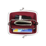 Royal Bagger RFID Coin Purses for Women, Fashion Kiss Lock Change Pouch, Double Clip Key Card Storage Bag, Signature Coated Canvas & Vegetable-Tanned Cowhide Leather 2858