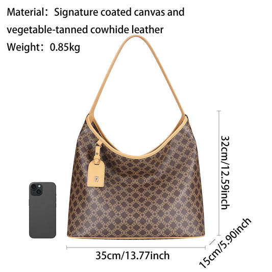 Royal Bagger Retro Tote Bag for Women, Large Capacity Handbag & Fashion Shoulder Purse, Signature Canvas & Leather 5269