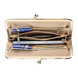 Royal Bagger Women's RFID Clutch Wallet, Signature Coated Canvas & Vegetable-Tanned Cowhide Leather Kiss Lock Purse, Multi-Card Holder 5468