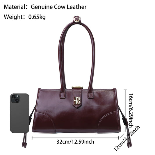 Royal Bagger Genuine Cow Leather Women's Shoulder Bag, Retro Underarm Tote Purse with Large Capacity, Top Handle Handbag 3265