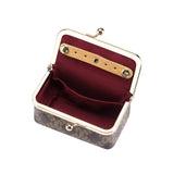 Royal Bagger Women's Jewelry Box – Mini Case for Rings, Necklaces & Earrings, Coated Canvas & Vegetable-Tanned Cowhide Leather with Kiss Lock Coin Purse 5203