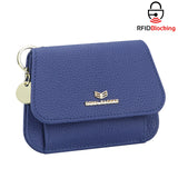 Royal Bagger Multi-card Slots Short Wallet Genuine Leather Credit Card Holder RFID Blocking Coin Purse with Keychain 2443