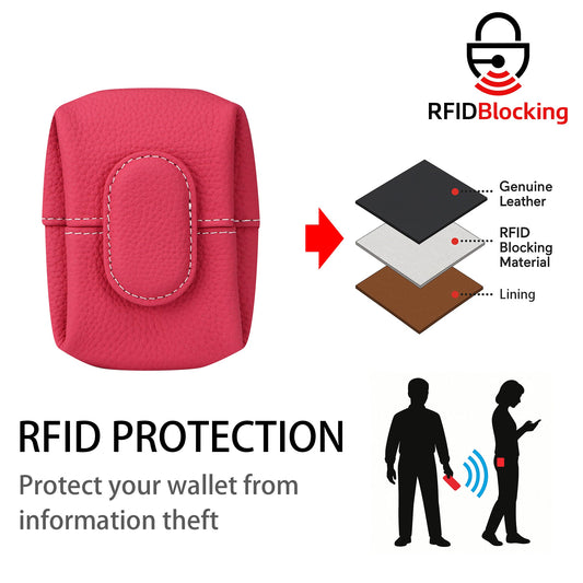 Royal Bagger RFID Mini Genuine Cow Leather Coin Purse for Women - Small Wallet Pouch for Keys, Earphones & Essentials 5603