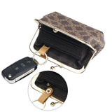 Royal Bagger Retro Kiss Lock RFID Card Holder & Coin Purse for Women, Signature Coated Canvas & Vegetable-Tanned Leather Mini Keychain Wallet, Compact Storage Bag 5243