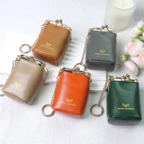 Royal Bagger Mini Chain Cosmetics Case for Women, Genuine Cow Leather Retro Kiss Lock Purse, Small Lipstick Makeup Bag with Mirror 3241