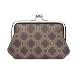 Royal Bagger Retro Kiss Lock RFID Card Holder & Coin Purse for Women, Signature Coated Canvas & Vegetable-Tanned Leather Mini Keychain Wallet, Compact Storage Bag 5243