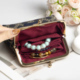 Royal Bagger Elegant Retro RFID Kiss-Lock Coin Purse for Women, Signature Coated Canvas & Vegetable-Tanned Cowhide Leather, Vintage Metal Frame Small Wallet with Card Organizer 3271