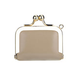 Royal Bagger Mini Chain Cosmetics Case for Women, Genuine Cow Leather Retro Kiss Lock Purse, Small Lipstick Makeup Bag with Mirror 3241