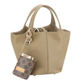 Royal Bagger Women's Mini Chain Cosmetics Case, Signature Coated Canvas & Vegetable-Tanned Cowhide Leather Kiss Lock Purse, Small Makeup Bag with Mirror 5241