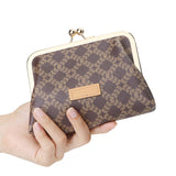 Royal Bagger Women's RFID Card Holder, Kiss Lock Coin Purse, Short Wallet, Signature Coated Canvas & Vegetable-Tanned Cowhide Leather 5120