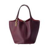 Royal Bagger Vintage Genuine Leather Basket Bag Stylish Versatile Handheld Bucket Bag for Women's Commuting 3260