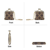 Royal Bagger Mini Retro Jewelry Box for Women, Slim Kiss Lock Purse with Removable Chain, Signature Coated Canvas & Vegetable-Tanned Cowhide Leather 7120