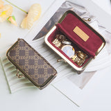 Royal Bagger Mini Jewelry Box – RFID Coated Canvas & Leather Organizer for Rings, Necklaces & Earrings, Women's Kiss Lock Purse 5125